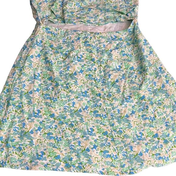 Faithfull The Brand Gaia Mini Dress Medium Blue Green Floral Summer Revolve NWT - Picture 7 of 11